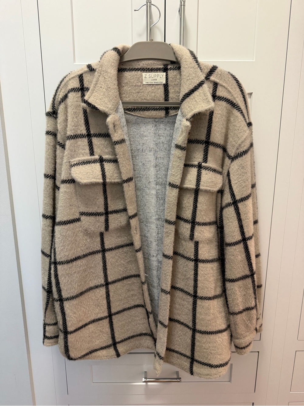 Z Supply Beige &Black oversized Windowpane Shacket